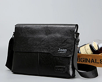 Мужская кожаная коричневая стильная деловая сумка барсетка планшетка на ремешке Черный