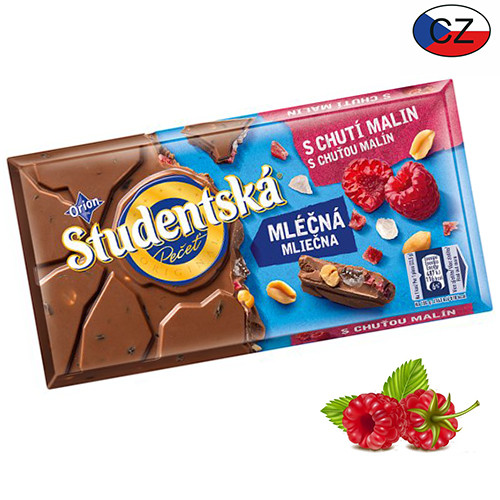 Шоколад молочний з малиною та арахісом Studentska Pecet 180 г