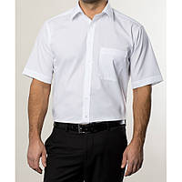 Рубашка мужская ETERNA, Белая в полоску, Большие размеры,короткий рукав,классика ,тенниска