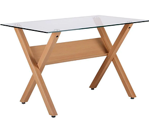 Стіл обідній Maple бук/скло прозоре