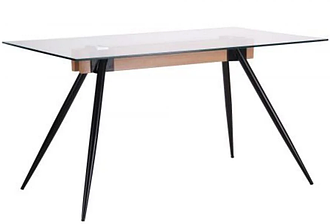 Стіл обідній Корлеоне чорний/скло прозоре