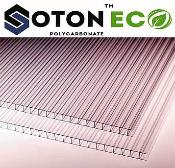 Стільниковий полікарбонат Сотон Еко 4 мм прозорий/бронза (2050 мм*6000 мм аркуш)