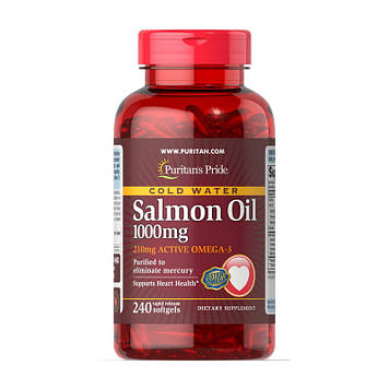 Жир норвезького лосося Puritan's Pride Salmon Oil 1000 mg (240 softgels)