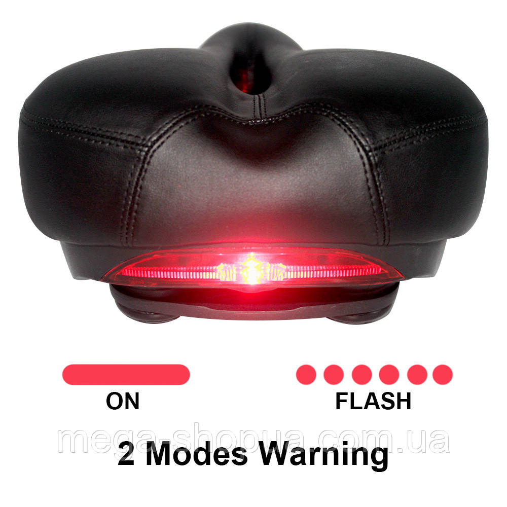 Велике м'яке велосипедне сідло з амортизатором, отвором, LED ліхтарем GT9 сидіння, сидіння для велосипеда