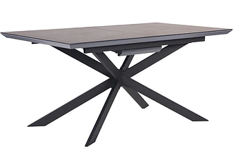 Стіл обідній розкладний Baltimore чорний/скло граніт
