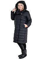 Куртка-пальто женская зимняя длинный пуховик-одеяло, батал размеры 48-72 54, Черный
