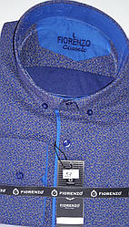 Сорочка чоловіча Fiorenzo vd-0039 синя в принт класична з довгим рукавом Туреччина стильна