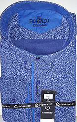 Сорочка чоловіча Fiorenzo vd-0040 синя в принт класична з довгим рукавом Туреччина