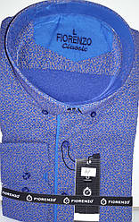 Сорочка чоловіча Fiorenzo vd-0041 синя в принт класична з довгим рукавом Туреччина стильна