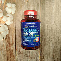 Puritan's Pride Omega-3 Fish Oil 1200 mg plus Vitamin D-3 1000IU 90 caps, омега 3 риб'ячий жир Вітамін Д3