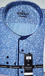 Сорочка чоловіча Fiorenzo vd-0044 блакитна у візерунок класична з довгим рукавом Туреччина стильна XL
