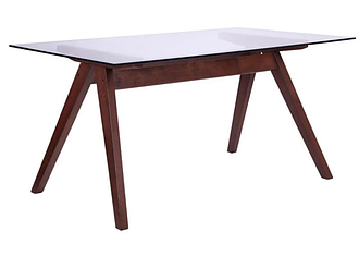 Стіл обідній Ельба горіх світлий /скло прозоре