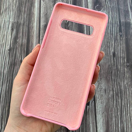 Чохол для Samsung Galaxy S10 Plus Silicone Case з мікрофіброю накладка силіконовий чохол на самсунг с10 плюс рожевий, фото 2