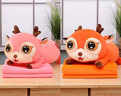 Плед іграшка оленя та подушка 3в1