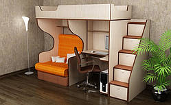 Ліжко горище з місцем під диван та столом КЧ 02