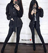 Костюм Каріна жіночий із замші сорочка з кишенями і поясом та легінси Dmk3216, фото 3