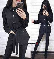 Костюм Каріна жіночий із замші сорочка з кишенями і поясом та легінси Dmk3216, фото 4