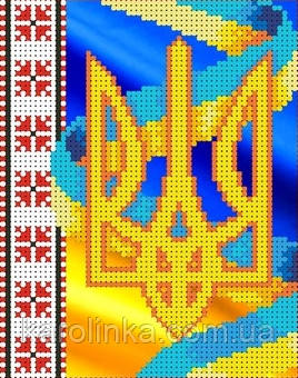 Схема для вышивки бисером на атласе "Герб Украины" Размер 13х16 см. - фото 1 - id-p1333165610
