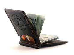 Затискач для Денег OldSalt з натуральної італійської шкіри (as110101) Коричневий