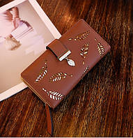 Женский стильный модный красивый кошелек гаманець женский клатч портмоне Коричневый