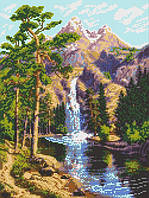 Схема для вишивання бісером на атласі "Гірський водоспад" Розмір 27х36 див.