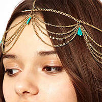 Тика на голову украшение бижутерия с бирюзой на голову и волосы восточная корона