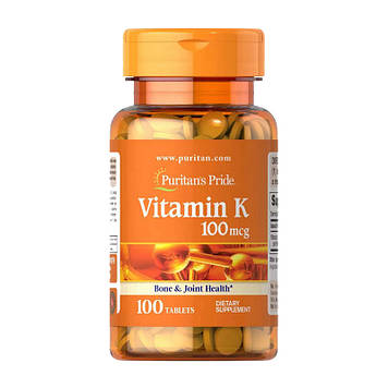 Вітамін До фітонадіон Puritan's Pride Vitamin K 100 mcg (100 tab)