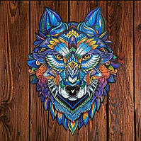 Уникальный деревянный фигурный пазл «Величественный волк», Деревянная головоломка Волк (30*21 см)
