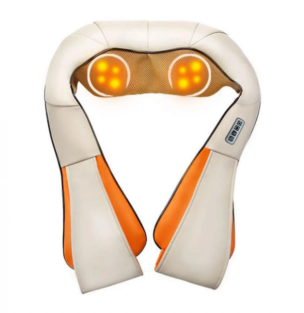 Роликовий масажер для спини і шиї Massager of neck kneading | масажна подушка | масажер з підігрівом