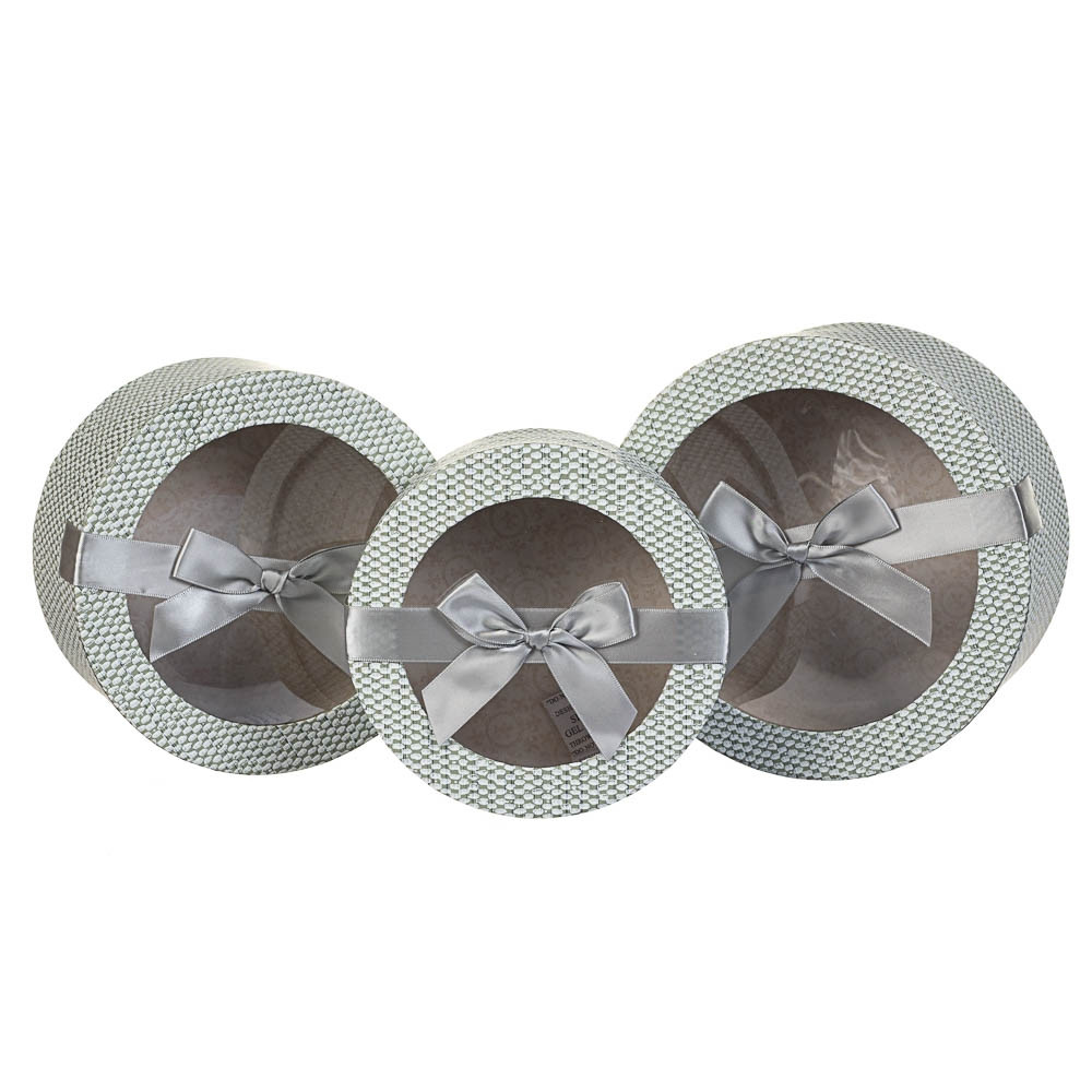 Набір із 3 коробок для квітів і подарунка "Ніжність", колір сірий 22х10 см, фото 1