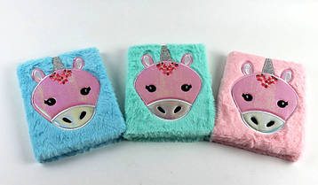 Блокнот з хутряною обкладинкою "Єдиноріг" 80 аркушів формат А5 в клітину