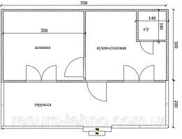 Проект дачного будиночка 7 м х 3 м