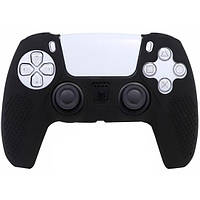Силіконовий чохол для джойстика PS5 DualSense чорний + у подарунок накладки 2 шт