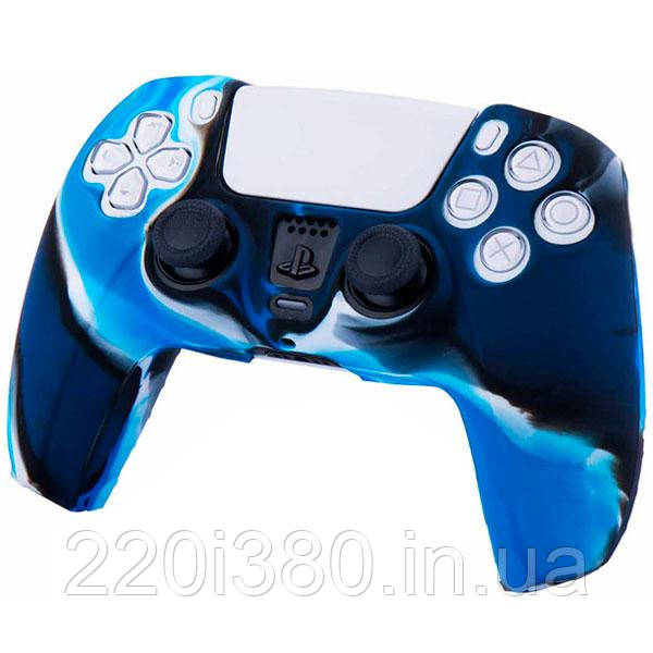 Силіконовий чохол для геймпада PS5 DualSense синій камуфляж