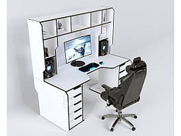 Геймерський ергономічний стіл ZEUS™ Viking-3М, 180х85 (80) см, білий/чорний