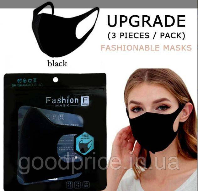 Маска захисна, багаторазова, тканинна чорна Fashion Mask