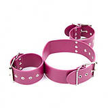 БДСМ фіксатор триременний універсальний регулюється пряжками зі штучної шкіри, фото 2