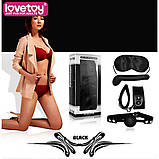 Бдсм набір для садо мазо ігор / Шкіряний бондажний комплект фіксації (маска, G-точки вібратор, наручники, кляп), фото 7