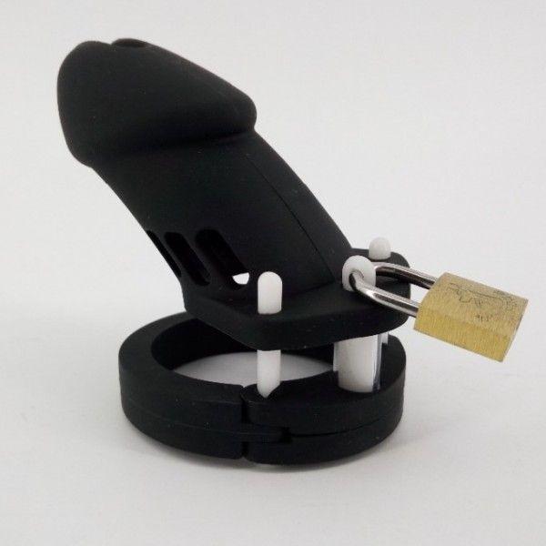 Силіконовий пояс вірності CB-6000, Клітка цнотливості для пеніса (чорний), фото 1