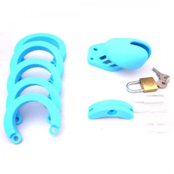 Силіконовий пояс вірності маленький, Клітка цнотливості для пеніса, CB-6000 S (блакитний)