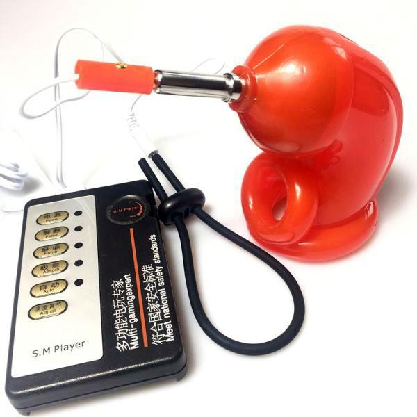 Електросекс електростимулятор / Силіконовий пояс вірності, Atomic Jock / Клітка цнотливості для пеніса, Червоний, фото 1