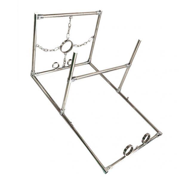 Рама для фіксації тіла з нержавіючої сталі регульована з манжетами та нашийником для бдсм сесій, фото 1