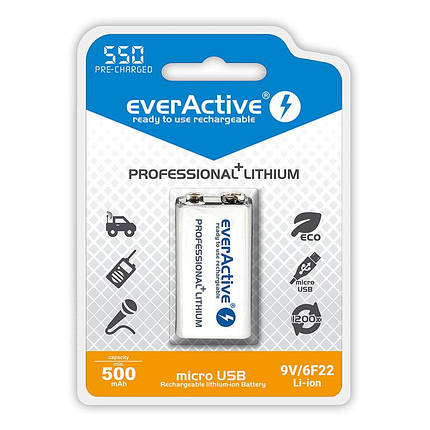 Акумулятор everActive EVHRL22-250, 6LR61 (крона), 8.4 V, 250 mAh, LSD Ni-MH, фото 1