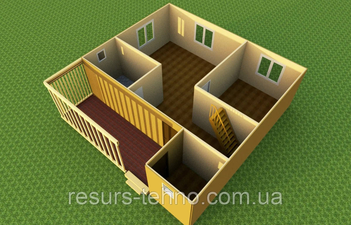 Проект дачного дома 8м х 8м с мансардой и терассой - фото 2 - id-p1333406820