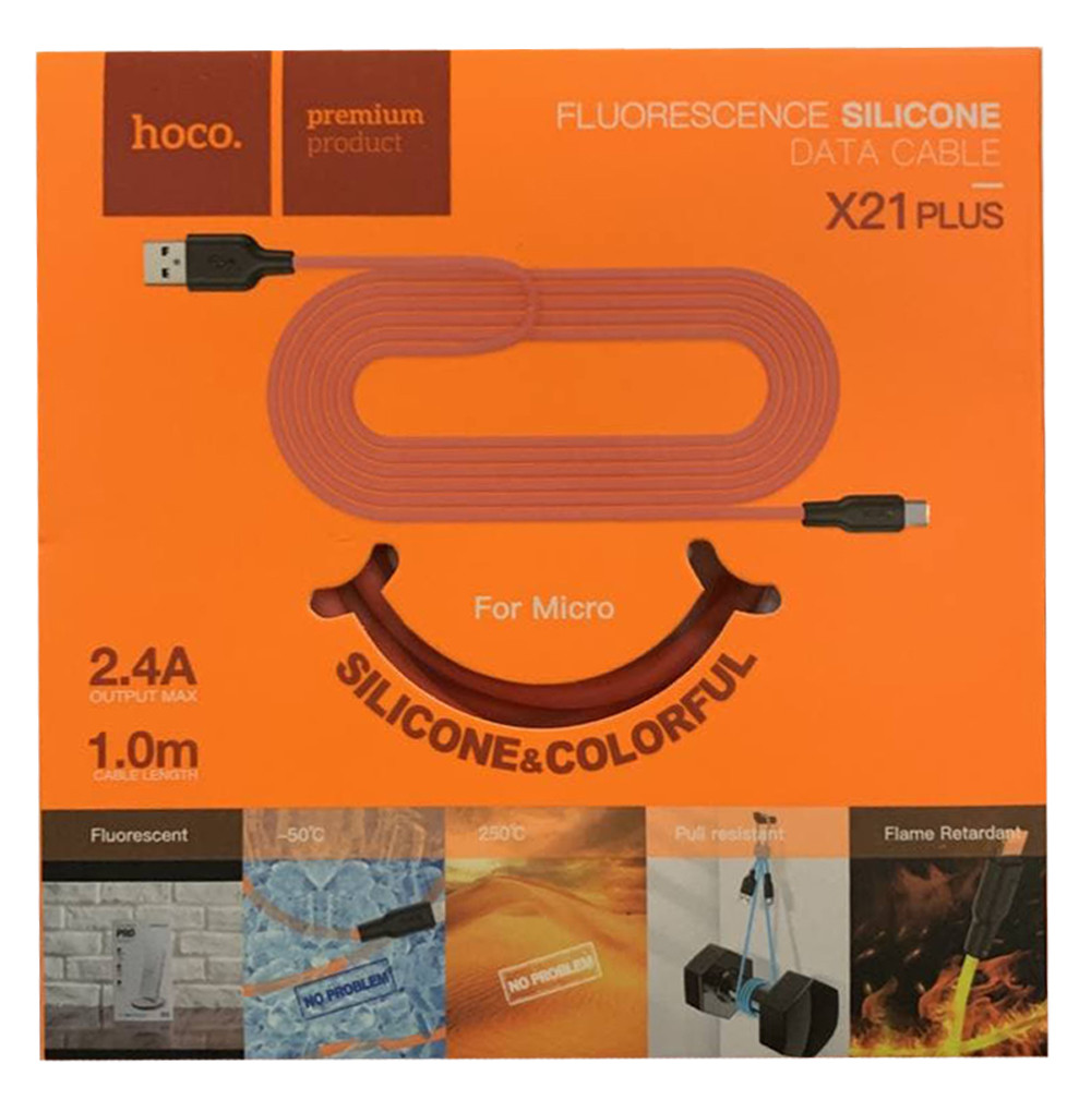 Usb кабель (шнур) Hoco X21 Plus Silicone micro (1m) Чорно - червоний