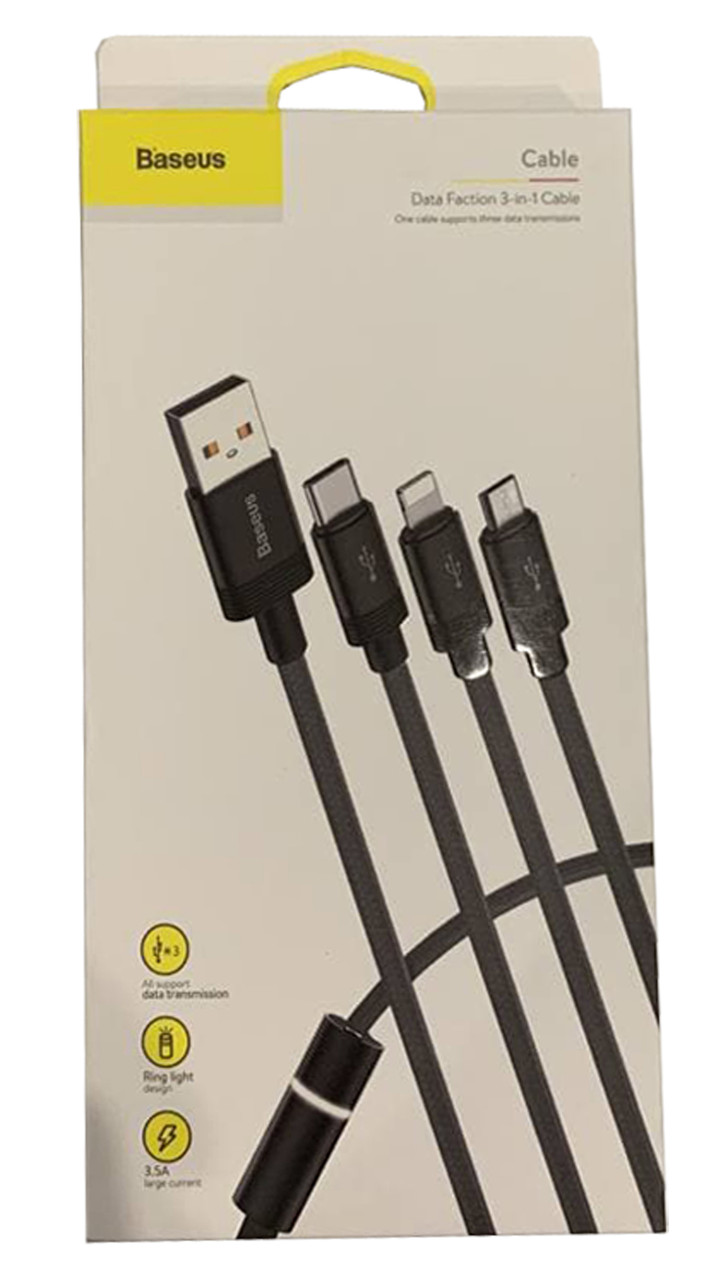 Usb кабель Baseus CAMLT-PY Micro Lightning Type-C (1.3 m) Чорний