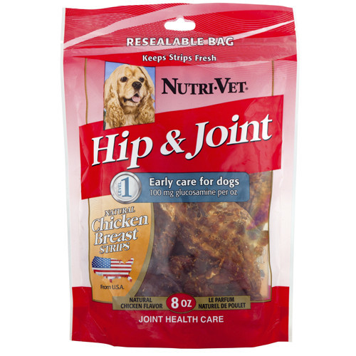 Вітамінізоване ласощі Nutri-Vet Hip & Joint для собак, куряче філе з хондроїтином, 227 г