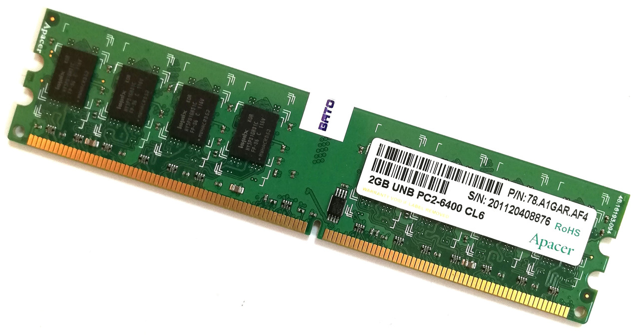 Оперативна пам'ять Apacer DDR2 2Gb 800MHz PC2 6400U CL6 Б/В MIX