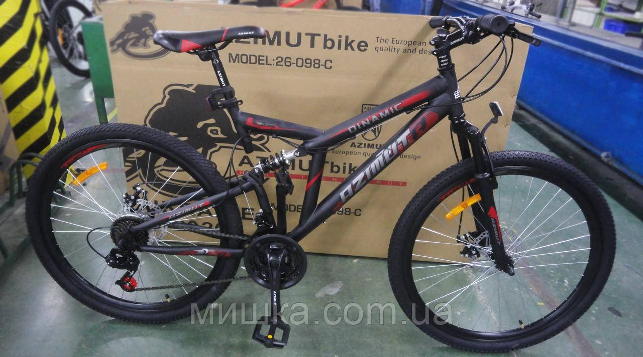 Велосипед гірський двопідвісний Dinamic 26", рама 18,5" FRD чорно-червоний, фото 1