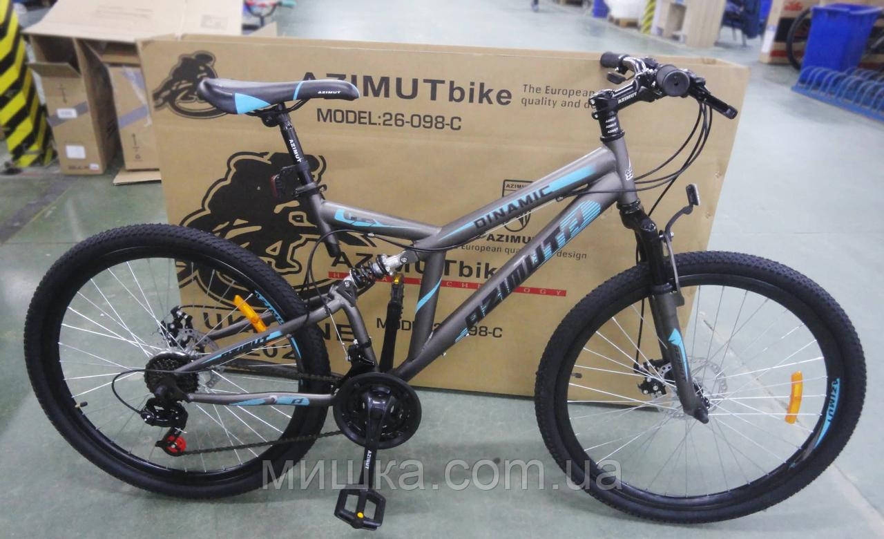 Велосипед гірський двопідвісний Dinamic 26", рама 18,5", FRD сіро-синій, фото 1
